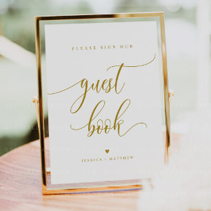 Custom Name Gold Script Guest Book Sign 8x10"