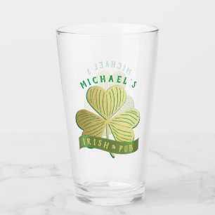 Custom Name Gold Shamrock St Patrick's Day Glass
