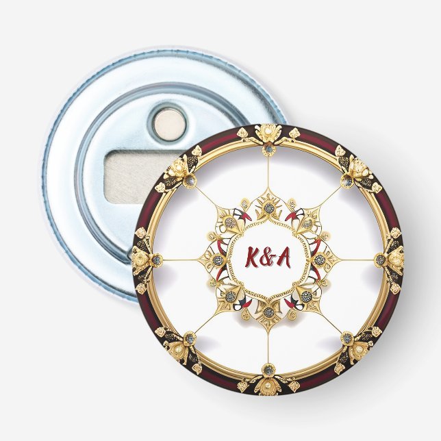 🔑 Custom Name Golden Circular Frame Bar Gift  Bottle Opener (Front)