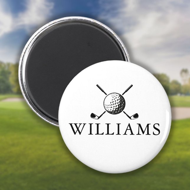 Custom Name Golf Ball And Clubs Magnet (Custom Name Golf Ball And Clubs Magnet)