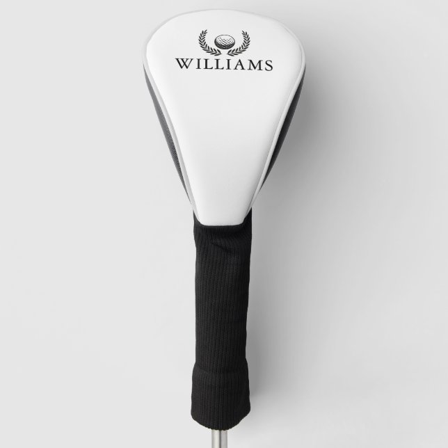 Custom Name Golf Ball And Wreath Head Cover (Front)