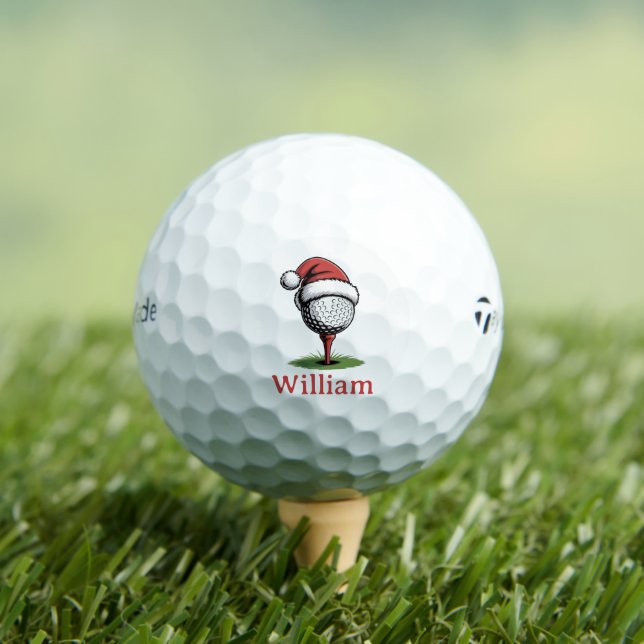Custom Name Golf Balls Christmas Golf Santa Golfer (Insitu Tee)