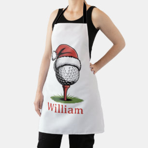 Custom Name Golf Balls Christmas Golf Santa Golfer Apron