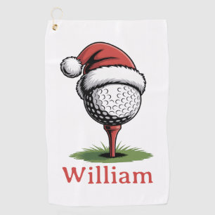 Custom Name Golf Balls Christmas Golf Santa Golfer Towel