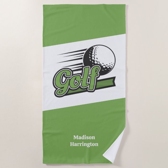 Custom Name Golf Beach Towel (Front)