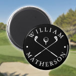 Custom Name Golf Clubs Black And White Magnet<br><div class="desc">Personalise the name to create a classic and stylish golf gift. Ideal for individuals,  golf clubs and as a company gift.
Designed by Thisisnotme©</div>