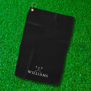 Custom Name Golf Clubs Black And White Towel