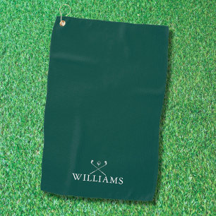 Custom Name Golf Clubs Emerald Green Towel