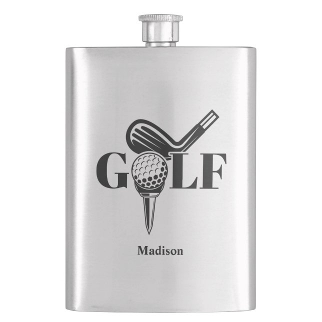 Custom Name Golf Hip Flask (Front)