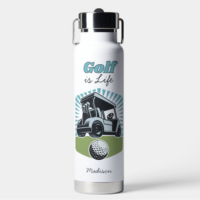 Custom Name Golf is Life Water Bottle (Front)