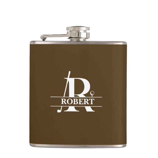 Custom Name Golf Letter Vinyl Wrapped Flask (Front)