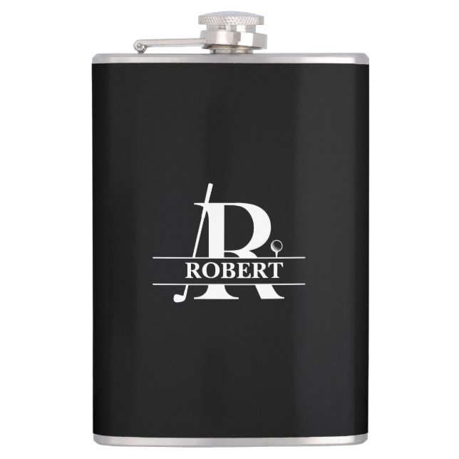 Custom Name Golf Letter Vinyl Wrapped Flask (Front)