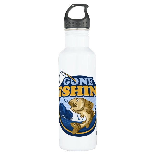 Custom Name Gone Fishing 710 Ml Water Bottle (Front)