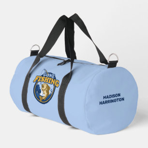 Custom name Gone Fishing Duffle Bag