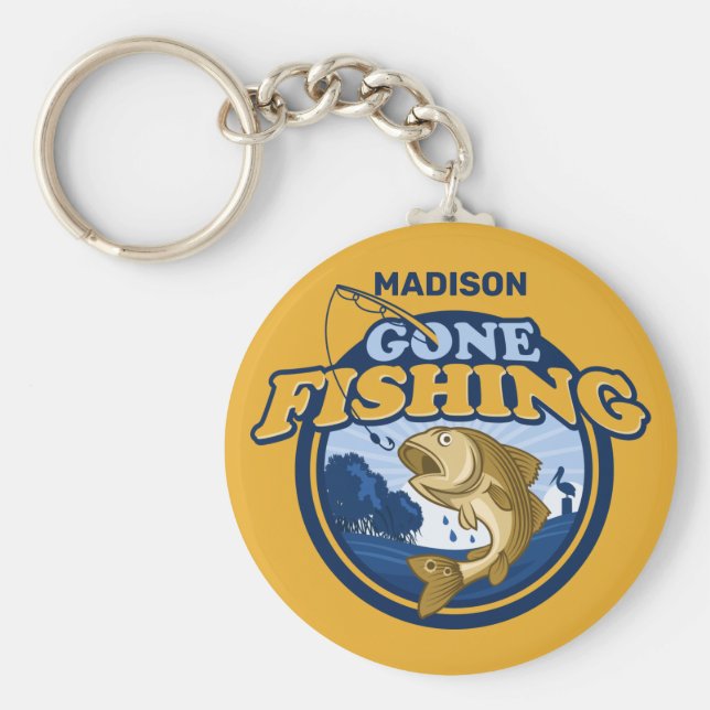 Custom Name Gone Fishing Keychain (Front)