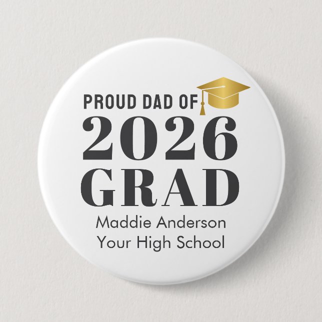 Custom Name Graduation  7.5 Cm Round Badge (Front)
