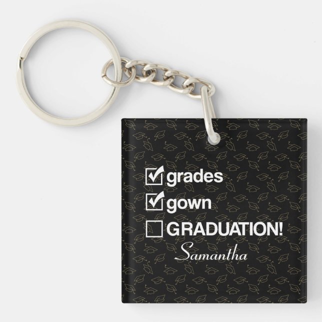 Custom Name Graduation Gift | Funny Graduation Key Ring (Front)