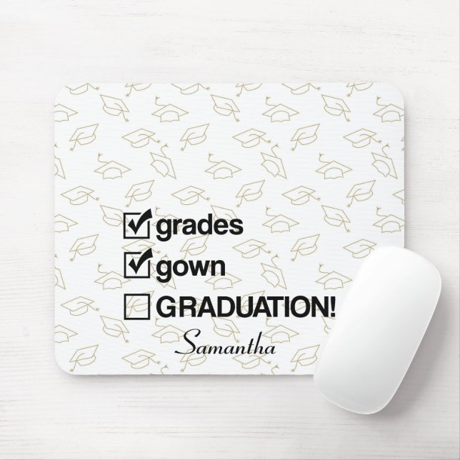 Custom Name Graduation Gift | Funny Graduation Mouse Mat (With Mouse)