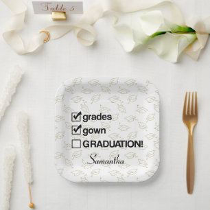 Custom Name Graduation Gift   Funny Graduation Paper Plate