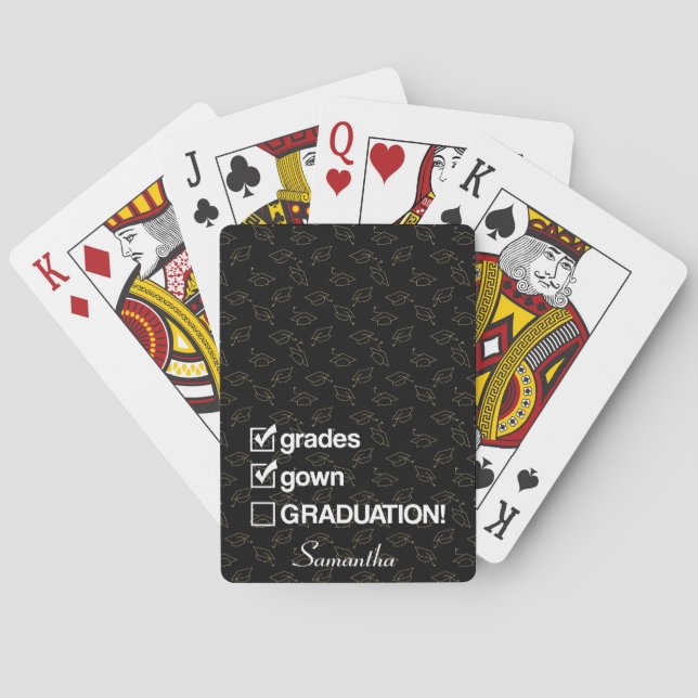 Custom Name Graduation Gift | Funny Graduation Playing Cards (Back)
