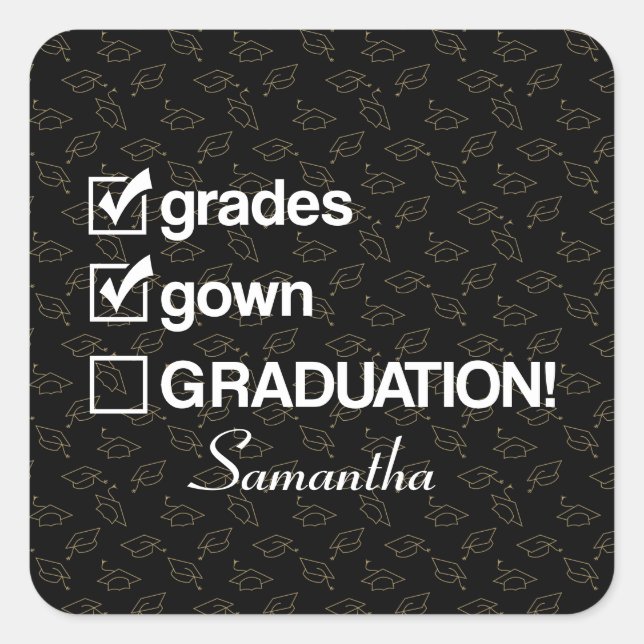 Custom Name Graduation Gift | Funny Graduation Square Sticker (Front)