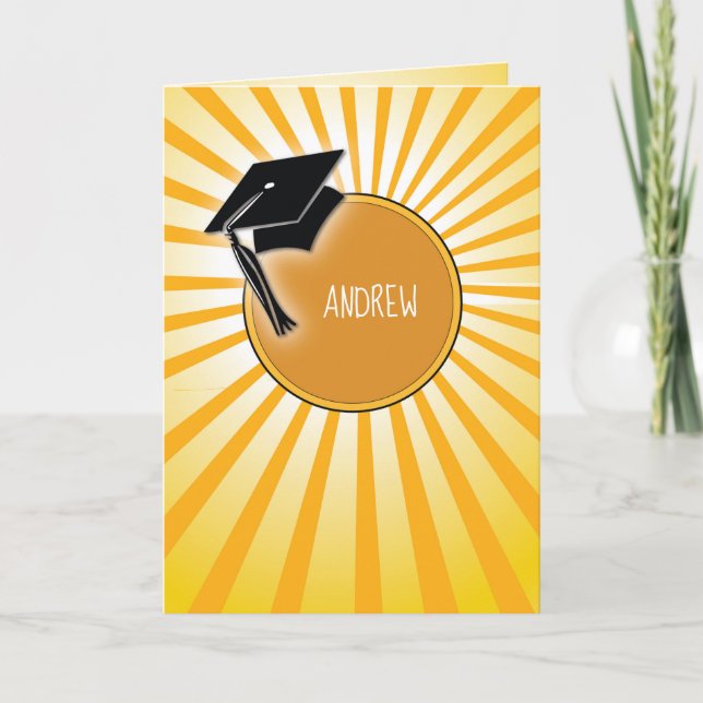Custom Name Graduation Hat on Sun Card (Front)