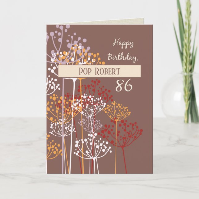 Custom Name Grandfather 86th Birthday Brown Card (Front)