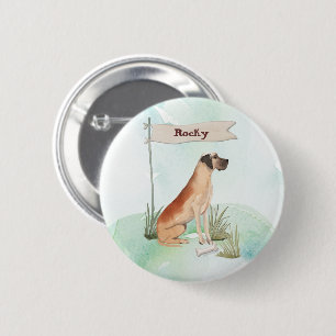 Custom Name Great Dane Pet Dog 6 Cm Round Badge