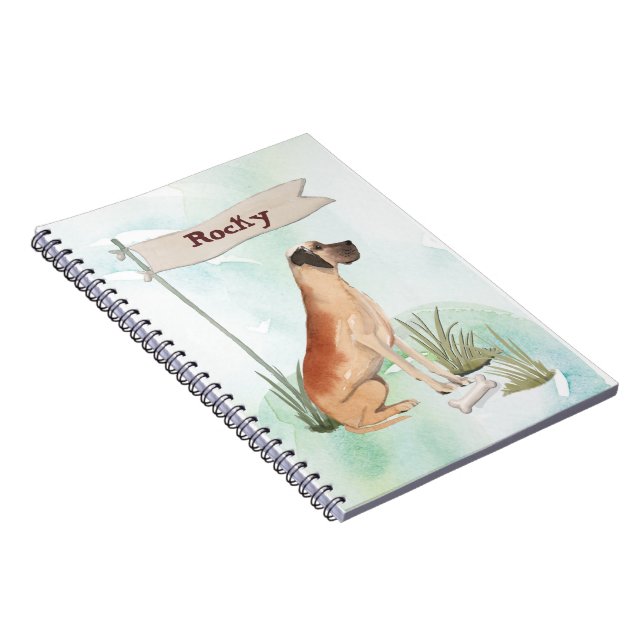 Custom Name Great Dane Pet Dog Notebook (Right Side)