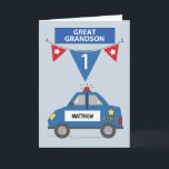 Custom Name Great Grandson 1st Birthday Police Card<br><div class="desc">Everyone is excited to witness and celebrate your great grandsons 1st birthday. While everyone is doing their own thing for now, why don't you take the time to personalise this card with his name then click the order button so you would have this ready on that special day finally arrives....</div>