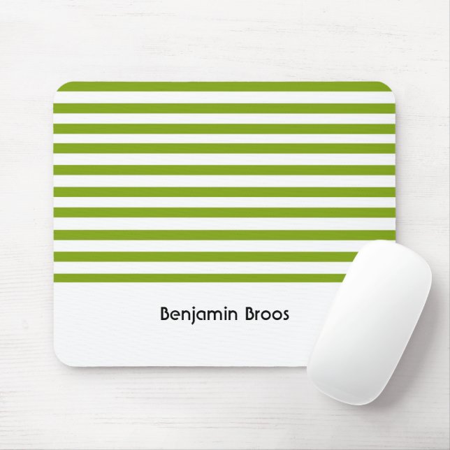Custom name green and white stripes mouse mat (With Mouse)