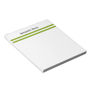 Custom name green and white stripes notepad