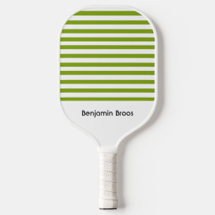 Custom name green and white stripes pickleball paddle