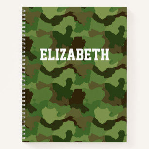 Custom Name Green Camouflage/Military Notebook