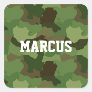 Custom Name Green Camouflage/Military Stickers