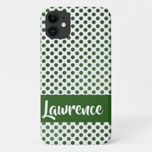 Custom name green dots pattern iPhone 11 case