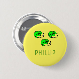 Custom name green football helmet yellow 6 cm round badge