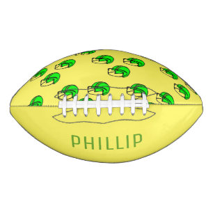 Custom name green football helmet yellow american football