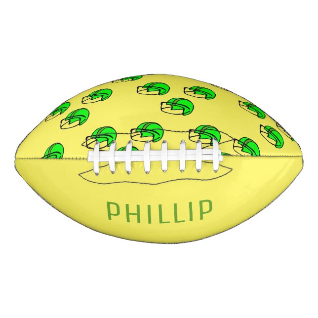 Custom name green football helmet yellow american football (Front)