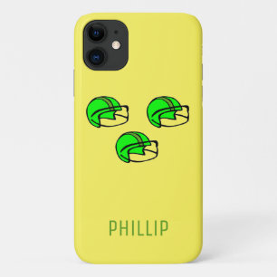 Custom name green football helmet yellow iPhone 11 case