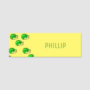Custom name green football helmet yellow name tag