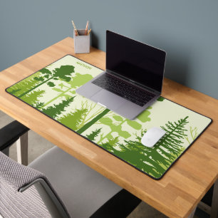Custom Name Green Forest Desk Mat