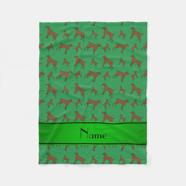 Custom name green German shorthaired pointer dogs Fleece Blanket (Front)