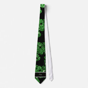Custom name green glitter ballroom dancing tie