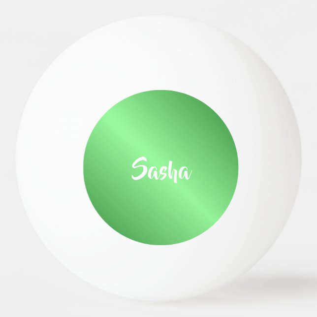 Custom name green gradient ping pong ball (Front)