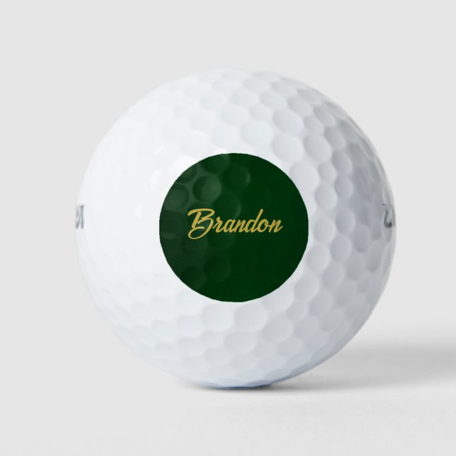 Custom name green leather golf balls (Front)