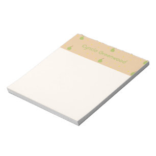 Custom name green pear pattern brown notepad