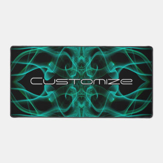 Custom Name Green Smoke Symmetrical Black Desk Mat