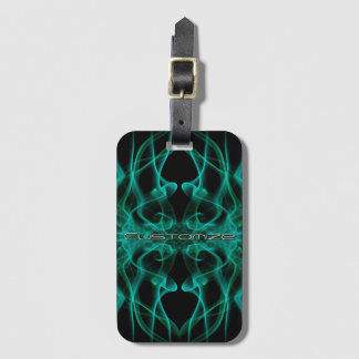 Custom Name Green Smoke Symmetrical Black Luggage Tag