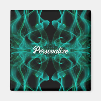 Custom Name Green Smoke Symmetrical Black Magnet
